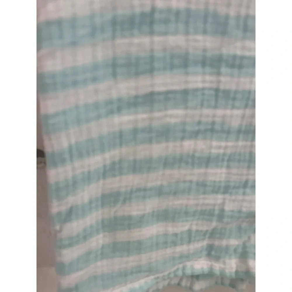 Cloud Island Muslin Swaddle Blanket Mint Green White Striped Cotton Kids